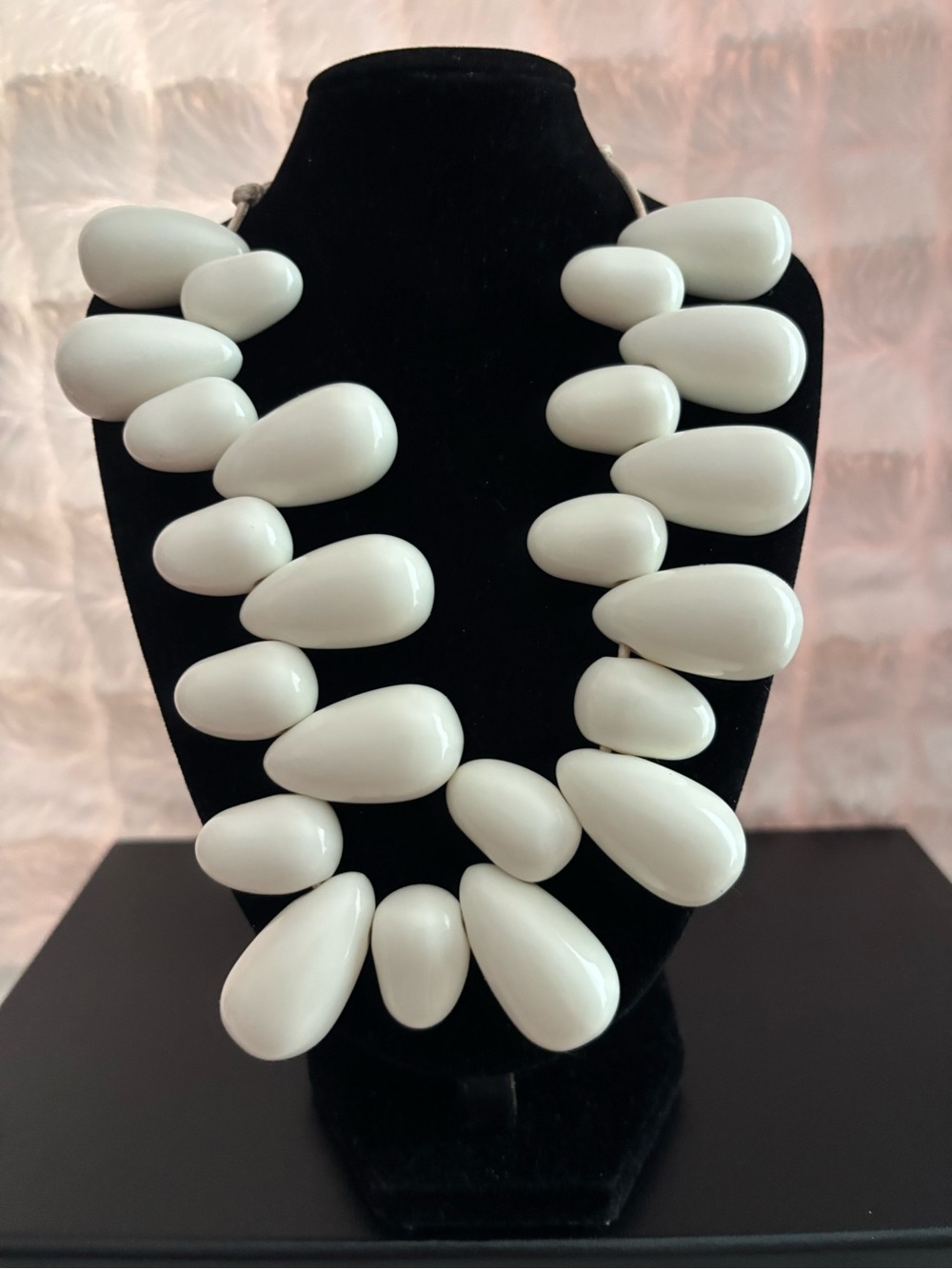 White Statement Teardrop Bead Necklace - Fashion Jewelry